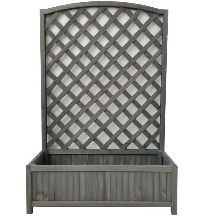 Large lattice wooden planter in grey with 33L capacity, UK version