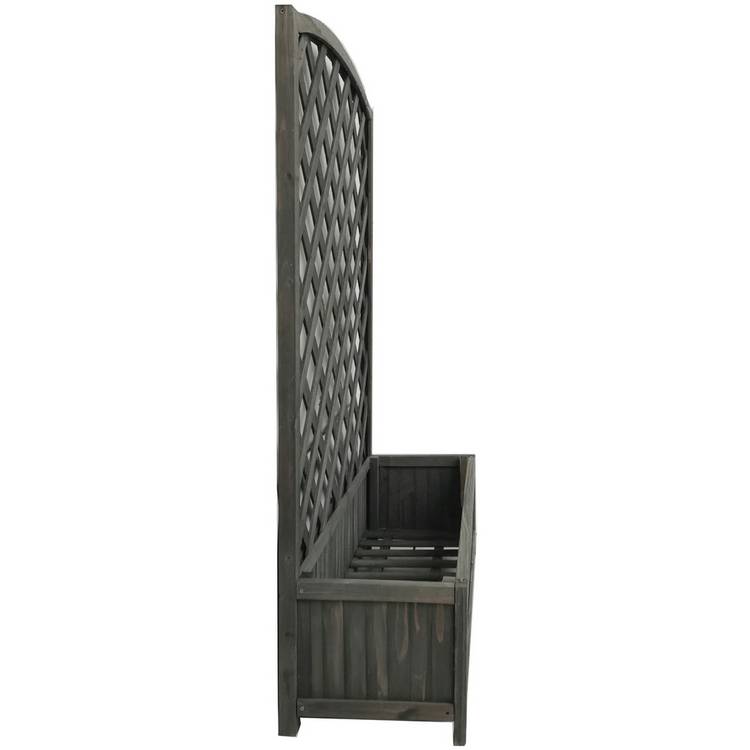 Large lattice wooden planter in grey with 33L capacity, UK version