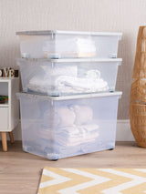 Next Wham 3 Piece Clear Wheeled Multisize Storage Box Set- Buy online at McGrocer