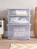 Wham clear wheeled multisize storage box set, imported from the UK