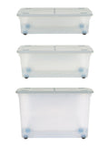 Wham clear wheeled multisize storage box set, imported from the UK