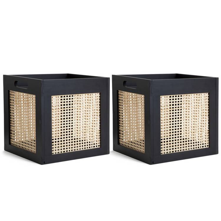 Habitat rattan square boxes black set of 2 (British brand)