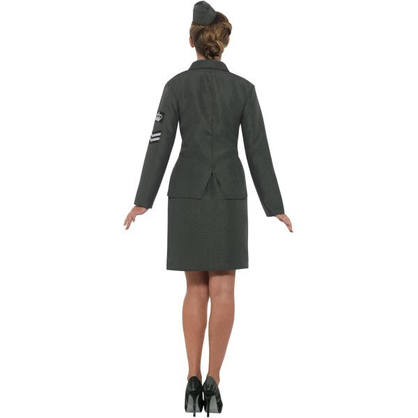 Smiffys WW2 Army Girl green costume with jacket, skirt and hat, imported from the UK