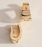 Azlee large yellow gold Escalier hoop earrings, imported from the UK