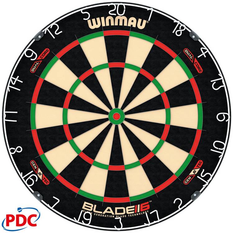 Winmau Blade 6 Dual Core dartboard, imported from the UK