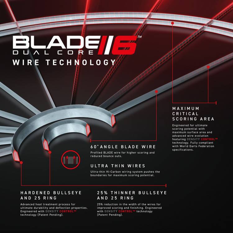 Winmau Blade 6 Dual Core dartboard, imported from the UK