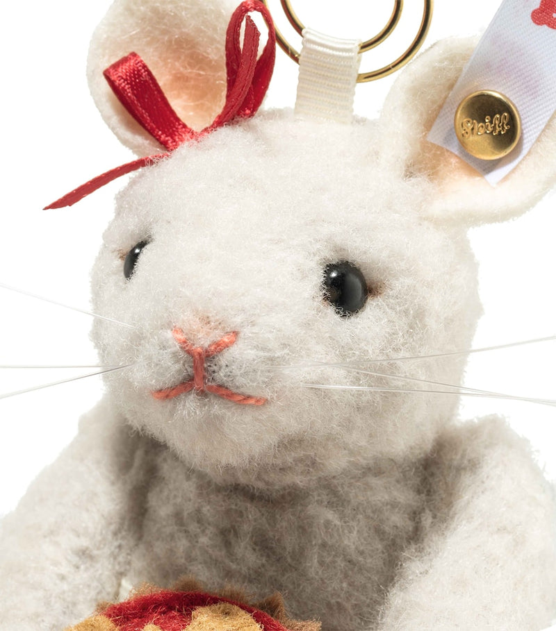 Steiff stuffed mouse tree decoration with pie - UK version
