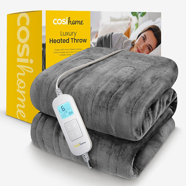 Cosi Home fleece electric heated throw grey, UK version