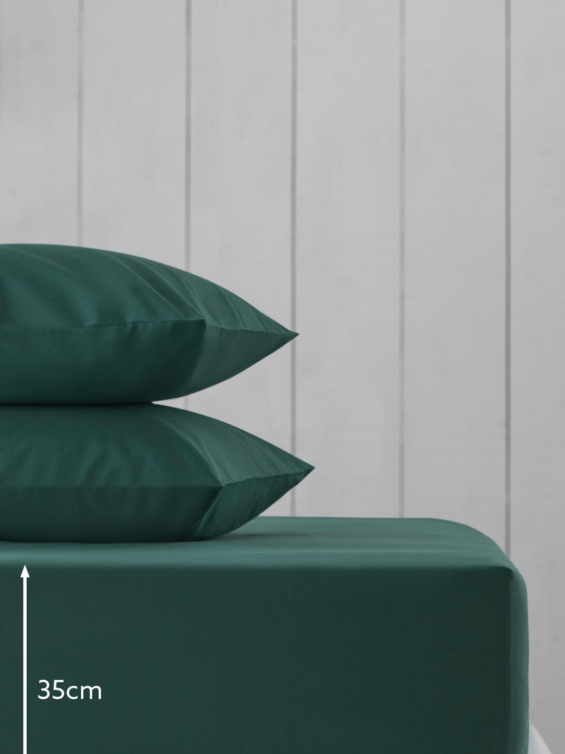 Green dark deep fitted bed sheet, UK version