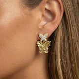 Superdrug MUCHV Large Butterfly Drop Stud Earrings in 18k Gold- Buy online at McGrocer