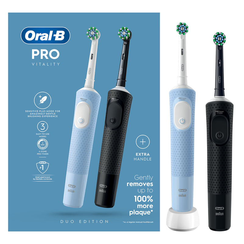Oral-B Pro Vitality black and blue electric toothbrush (British brand)
