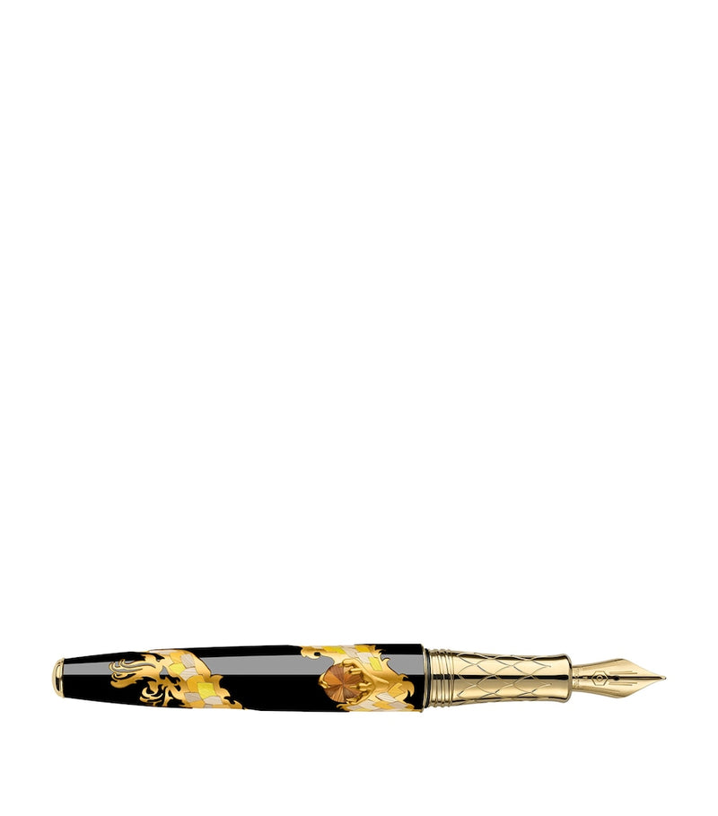 Caran d'Ache straw marquetry dragon fountain pen (British brand)