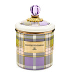 MacKenzie-Childs violet check steel canister 12cm, UK version