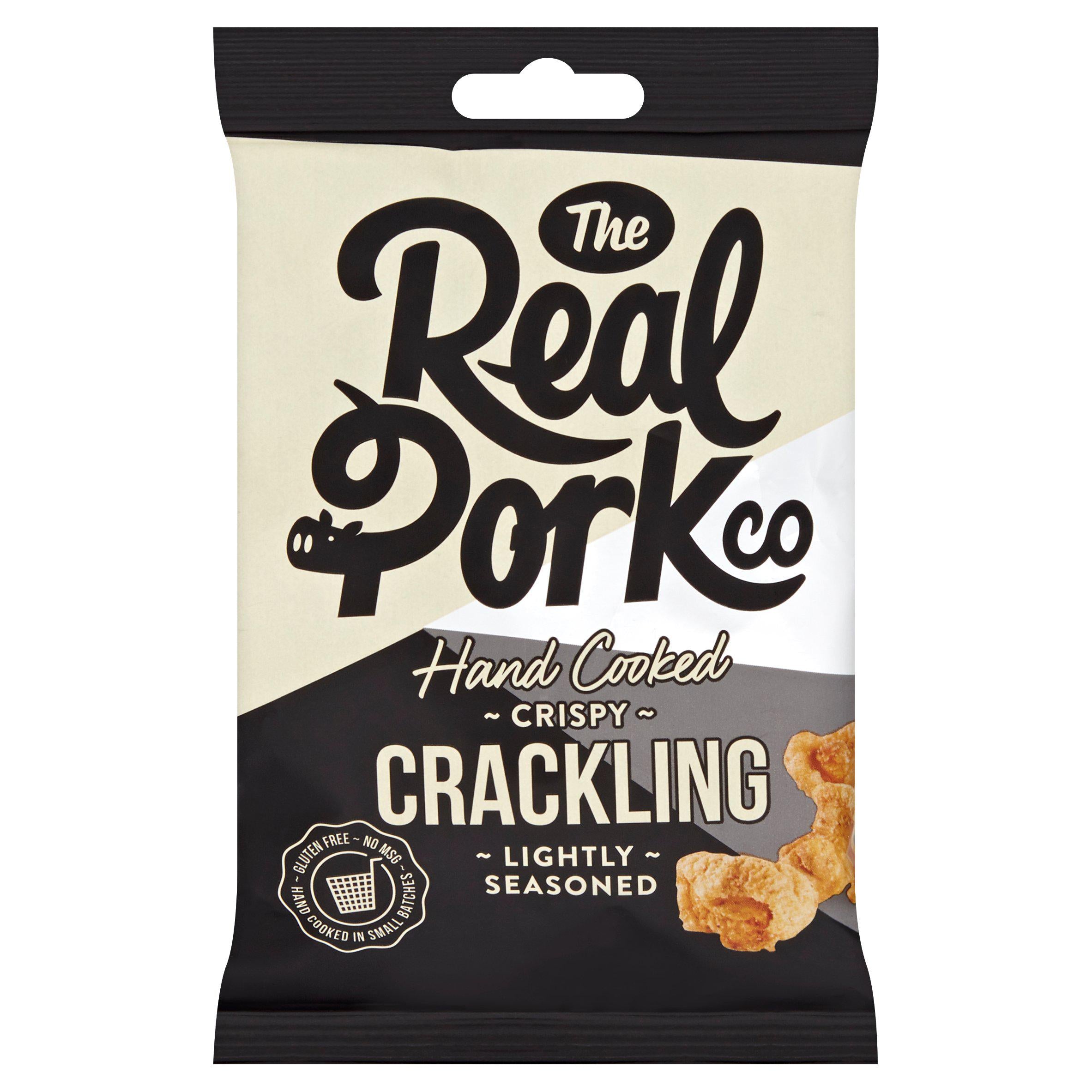 The Real Pork Co. Hand Cooked Crispy Pork Crackling 65g Lunchbox snacking Sainsburys