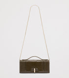 Malone Souliers croc-embossed May clutch bag, imported from the UK