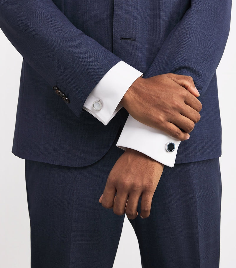 Babette Wasserman reversible disc cufflinks rhodium plated, imported from the UK