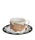 Fornasetti porcelain Biscotti teacups and saucers set of 6 - British product