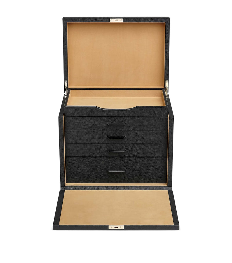 Smythson Panama Leather Jewellery Box (British brand)