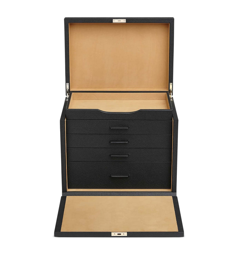 Smythson Panama Leather Jewellery Box (British brand)