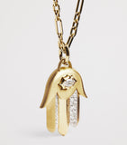 Jade Trau Hamsa charm yellow gold diamond, imported from the UK