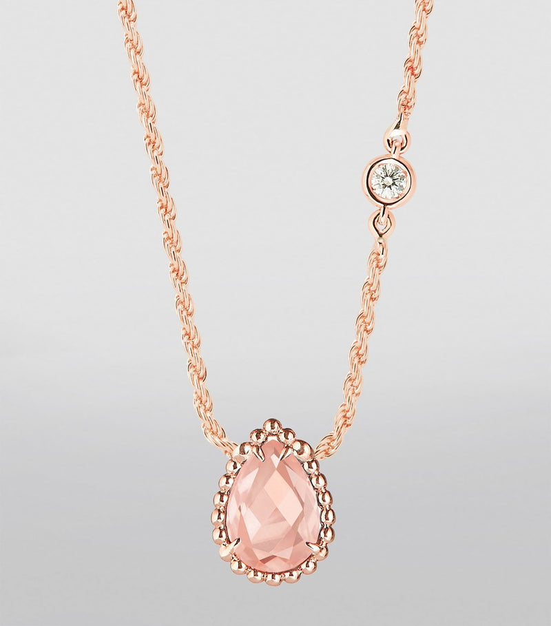 Boucheron Serpent Bohème rose gold necklace with pink quartz and diamond, UK version