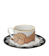 Harrods Fornasetti 175 Anniversary Edition Set of 2 Porcelain Biscotti Teacups and Saucers- Buy online at McGrocer