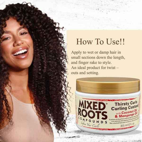 Mixed Roots Curling Custard Coconut Oil 355ml, imported from the UK