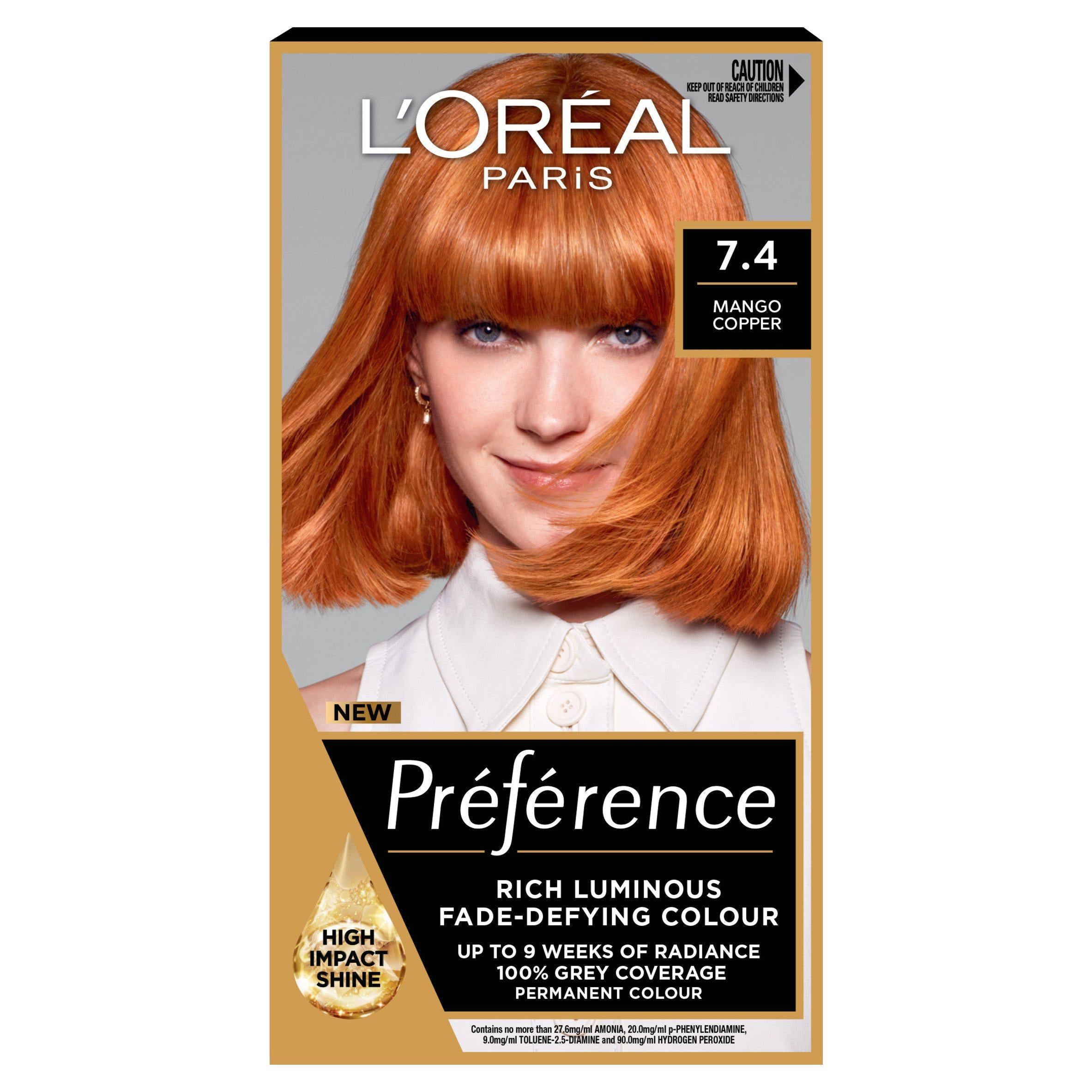 L'Oreal Paris Preference Permanent Hair Dye Mango Copper Red 74 - McGrocer
