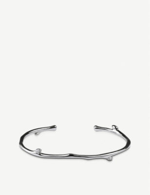 Shaun Leane cherry blossom sterling silver diamond bangle, imported from the UK