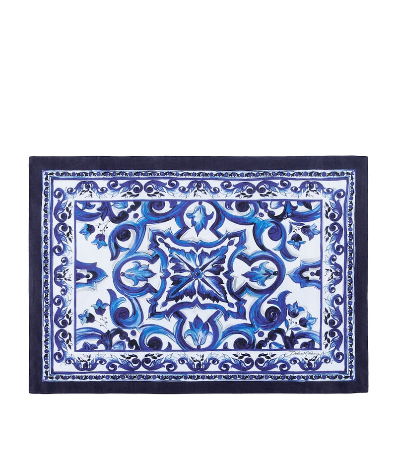Dolce&Gabbana Majolica print cotton placemat and napkin set with 53x30cm placemat and 50x50cm napkin - British product