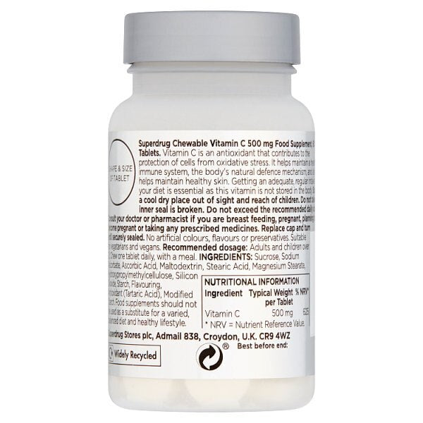 Superdrug Vitamin C 500mg Chewable Tablets X 60 GOODS Superdrug