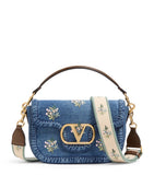 Valentino Garavani embroidered Locò shoulder bag denim, UK version