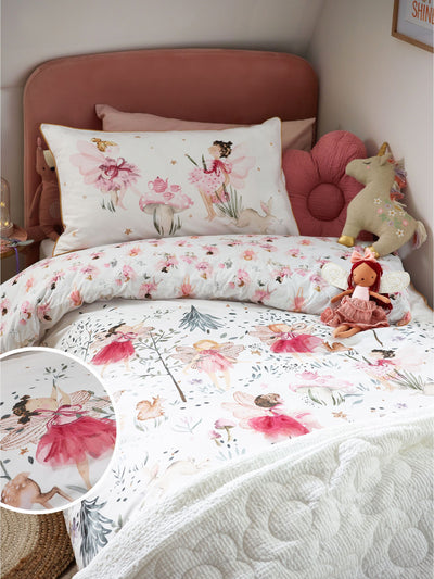 White Fairy Forest Printed Polycotton Duvet Cover and Pillowcase Set