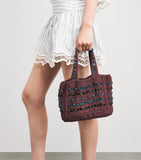 Sandro Paris crochet beaded top-handle bag, imported from the UK