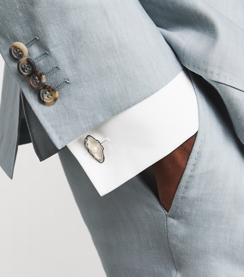 Deakin & Francis sterling silver oyster pearl cufflinks - British product
