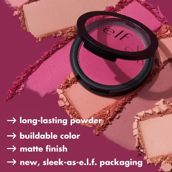 e.l.f. primer-infused matte blush Always Crushing, imported from the UK