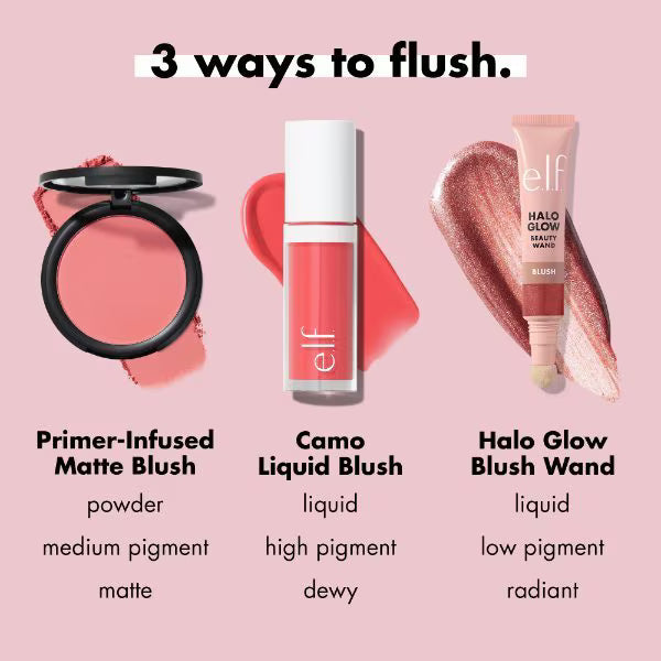 e.l.f. primer-infused matte blush Always Crushing, imported from the UK