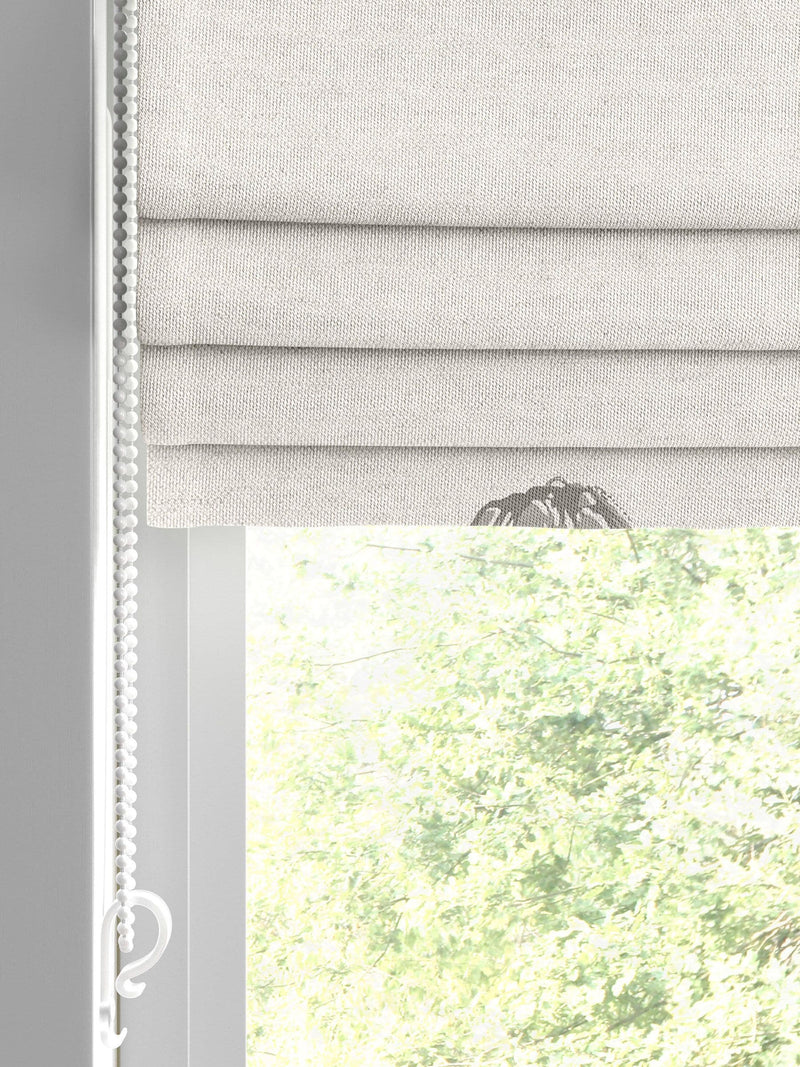 Emily Bond pebble grey 100% cotton roman blinds globe pattern, imported from the UK