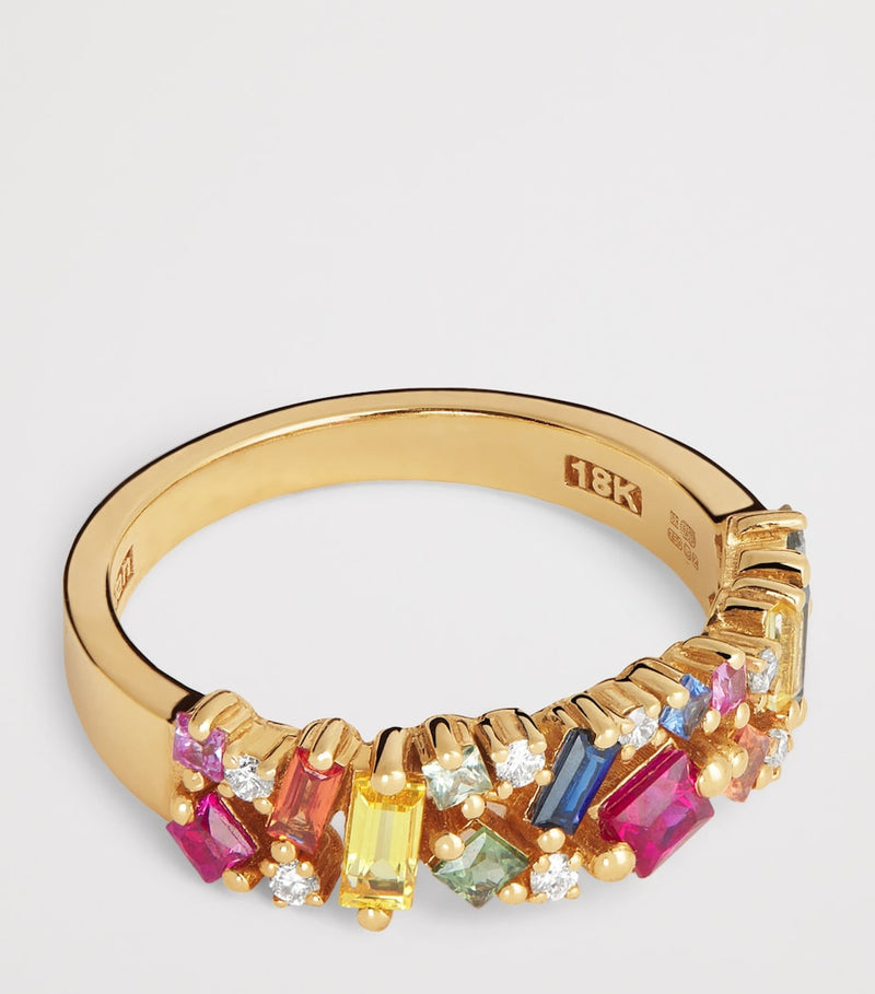 Suzanne Kalan rainbow sapphire diamond half-band ring - British product