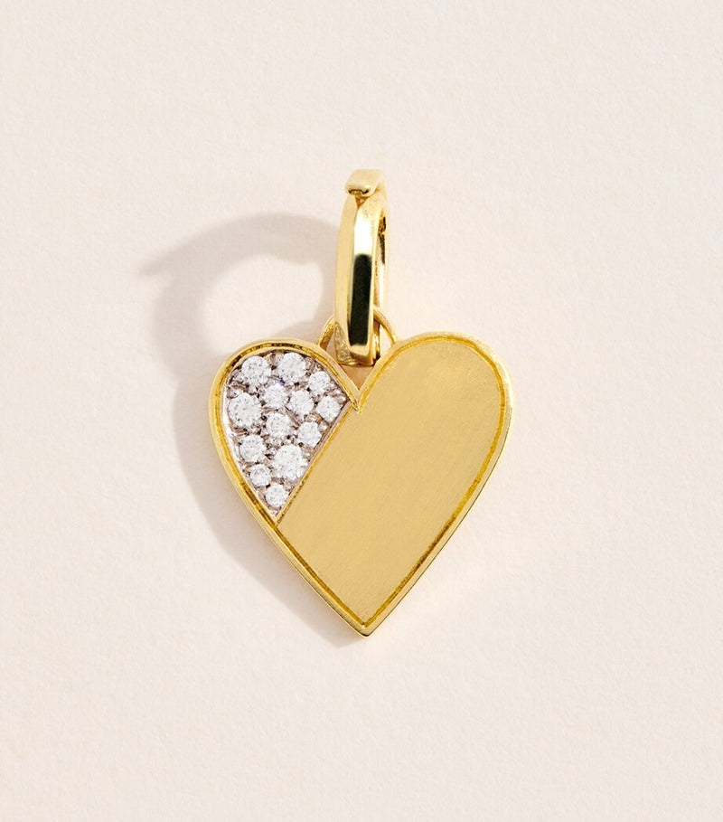 Jade Trau mini yellow gold diamond heart charm, UK version
