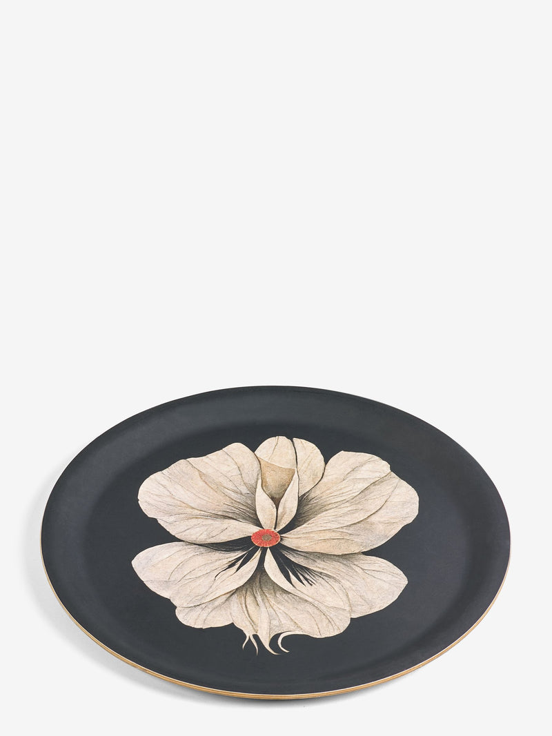 Rockett St George black cream floral wood veneer tray - British product