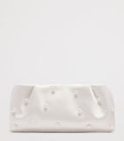 Malone Souliers Vittoria satin clutch bag with faux pearls, imported from the UK