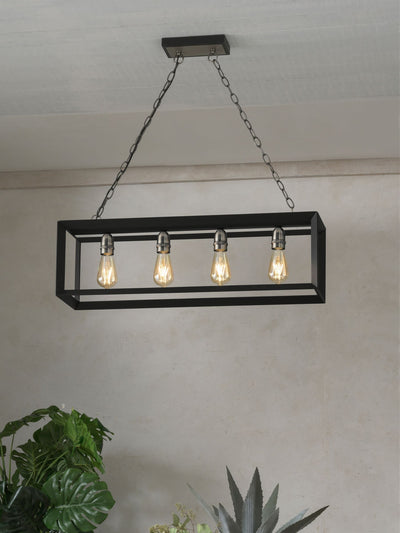 Next Black Brooklyn Linear 4 Light Pendant Ceiling Light- Buy online at McGrocer