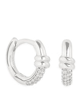 Harrods Astrid & Miyu Rhodium-Plated Pavé Knot Huggies Earrings- Buy online at McGrocer