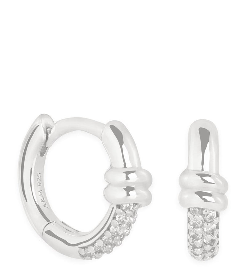 Astrid & Miyu pavé knot huggies earrings (British brand)