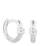 Astrid & Miyu pavé knot huggies earrings (British brand)