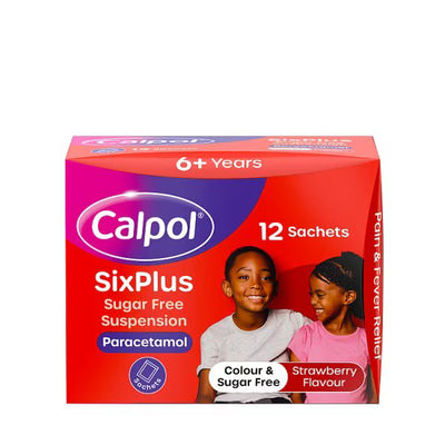 Superdrug Calpol 6+ Years Strawberry Sugar Free Suspension Sachets 12 Pack- Buy online at McGrocer