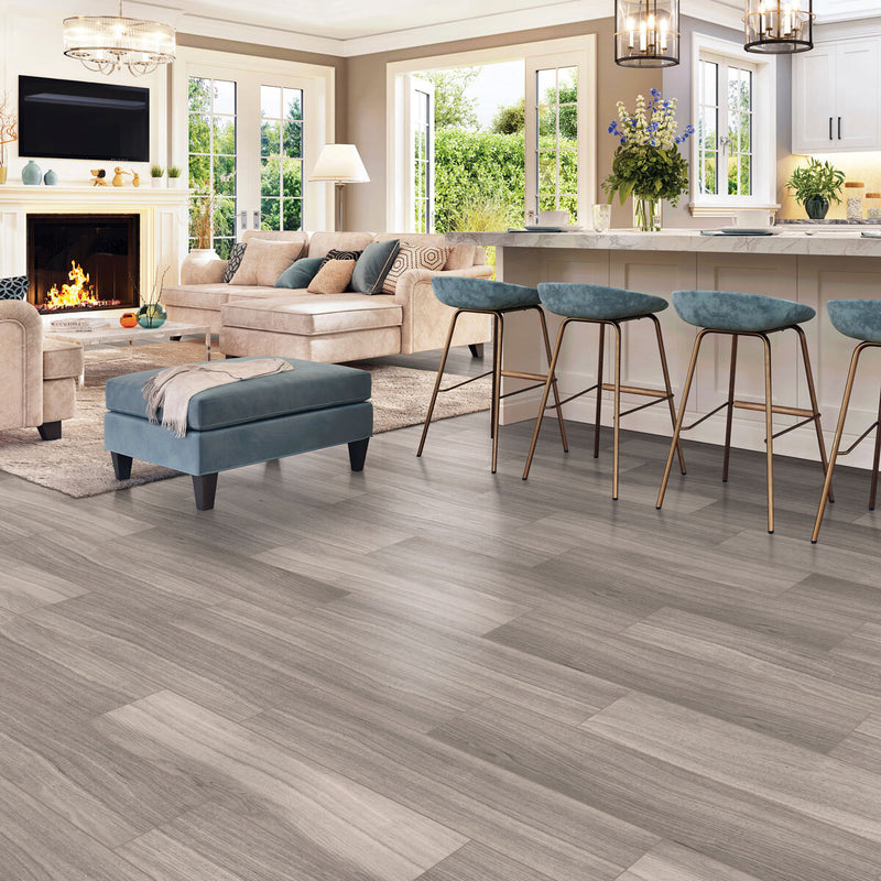 Golden Select Oyster vinyl flooring planks with foam underlay, UK version