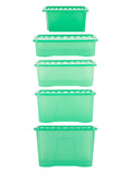 Wham 5 piece green crystal storage boxes set (British brand)