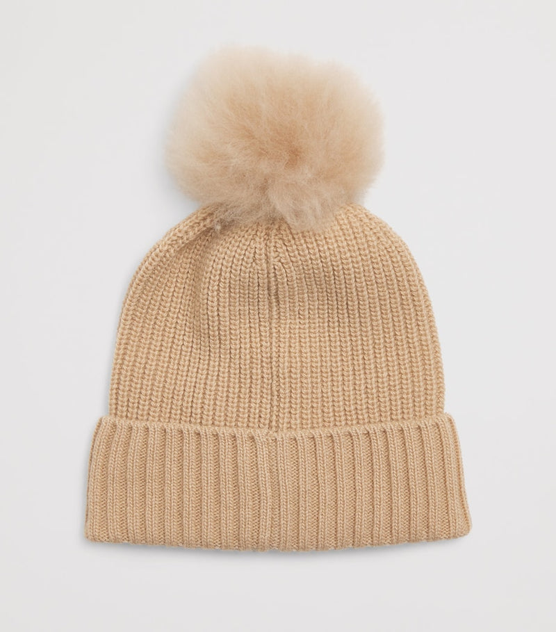 Moncler children's virgin wool pom-pom beanie, imported from the UK